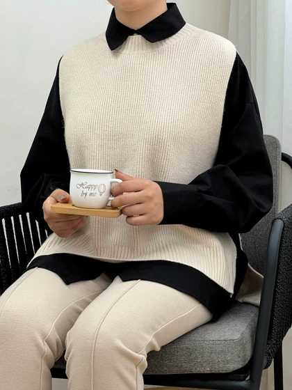 جلیقه بافت بغل دکمه کد 3245