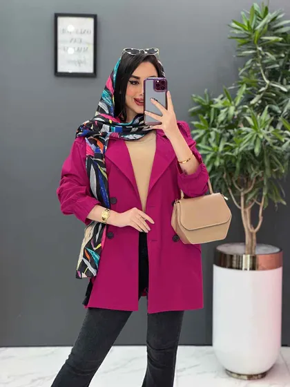 مانتو کتی چهاردکمه آستین کش