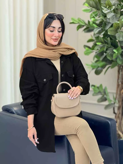مانتو کتان دو جیب پاکتی شیلا