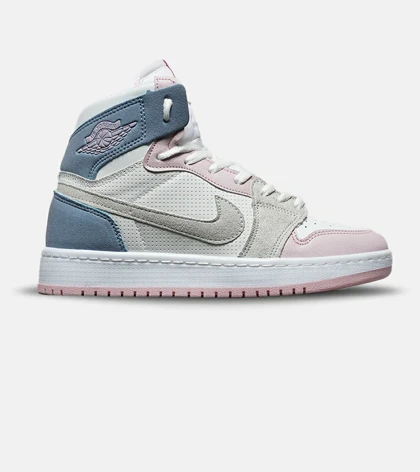 کفش کتانی ساق‌دار زنانه سفید طوسی آبی صورتی نایک NIKE jordan 1 مدل 8311