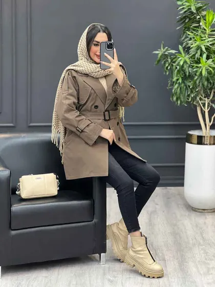 بارانی شش دکمه ژیله گرد کوتاه