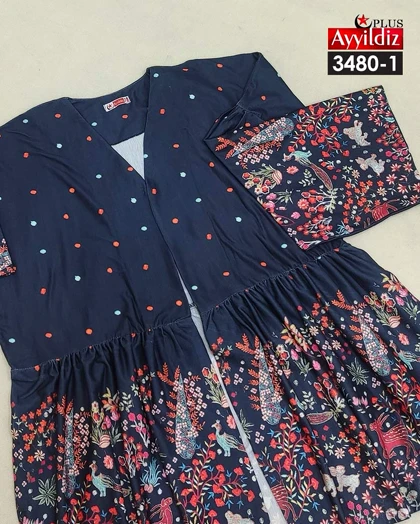 مانتو زنانه کوتاه جلو باز سایز بزرگ کد 3480