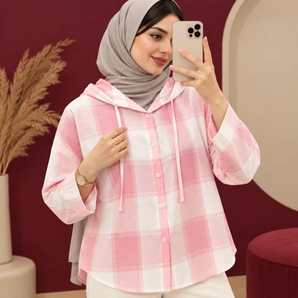 شومیز چهارخانه وارداتی مدل نیلا کد 6077