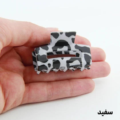 کلیپس دخترانه مدل بند انگشتی طرح مستطیل تو خالی پلنگی