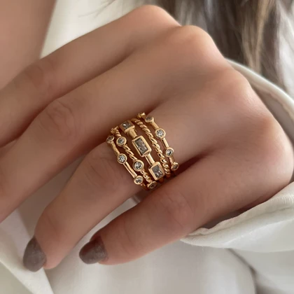 انگشتر چند لاین نگین‌دار ژوپینگ