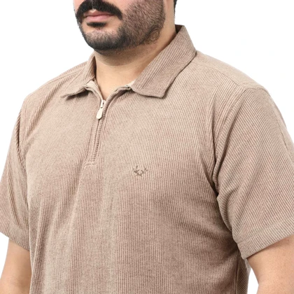 پولوشرت نیم زیپ کبریتی مردانه مدل 6511783