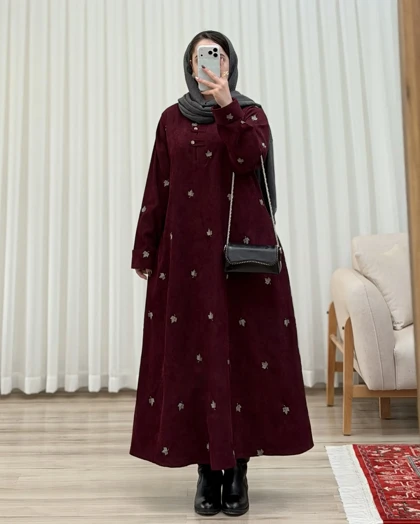کفتان زنانه تمام گلدوزی مدل برگ