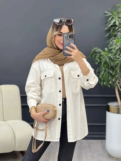 مانتو لینن سر جیب دکمه وینا