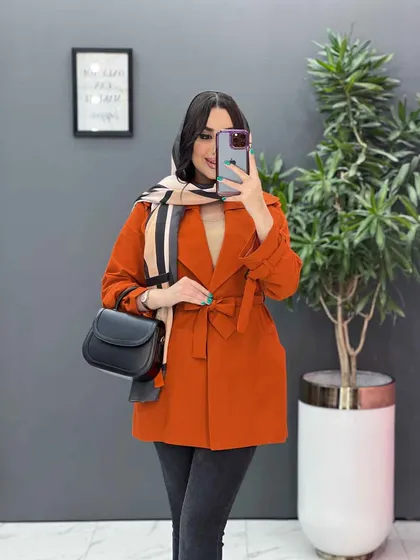 مانتو لینن پشت ژیله کمربندی