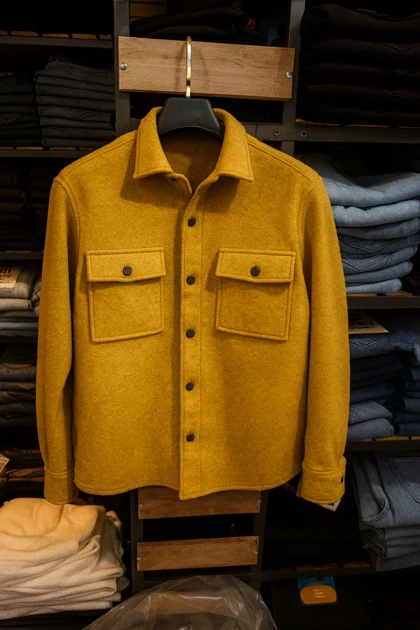 کت فوتر خردلی زردچوبه ای فوق‌العاده خاص و ضخیم استایل اولد مانی آزاد