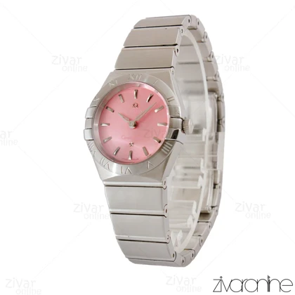 ساعت امگا کانسلیشن زنانه نقره ای صفحه صورتی 105200