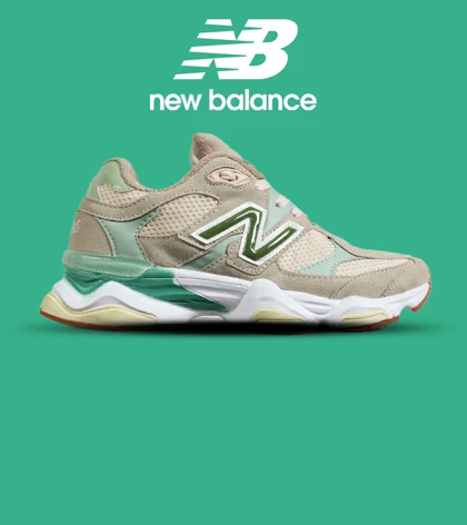 کفش کتانی مردانه و زنانه کرم گلبهی سبز NEW BALANCE 9060 مدل 7285