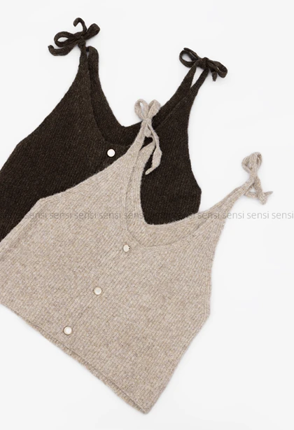 تاپ بافت زنانه دوبند موهری کد1006696
