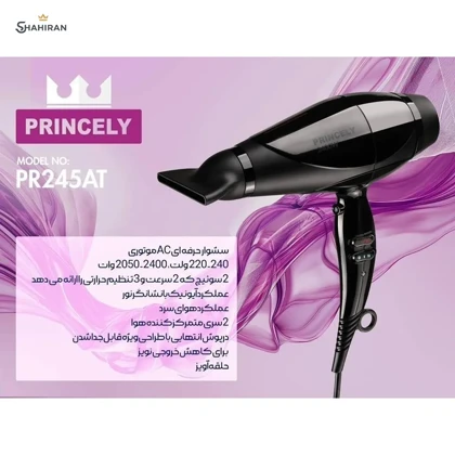 سشوار حرفه‌ای پرنسلی مدل PRINCELY PR245AT