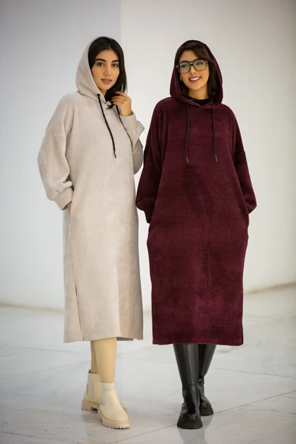 پالتو بیسکوییتی کلاهدار بلند