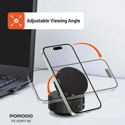 هولدر موبایل و شارژر بی سیم خنک کننده پورودو Porodo مدل PD-HSM17-BK توان 15 وات