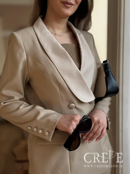 ست کت و شلوار راه راه یقه ساتن