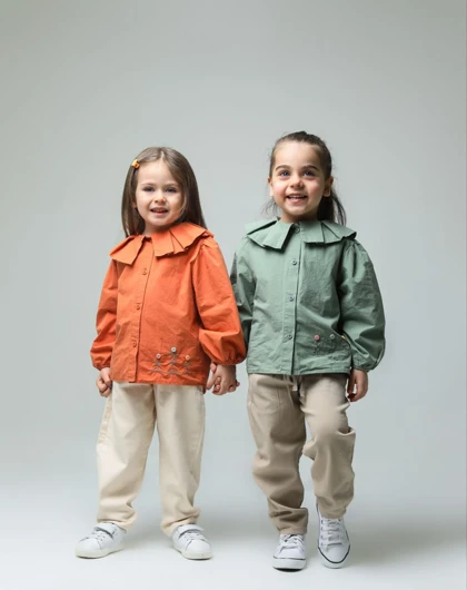 شومیز شلوار کتان دخترانه رنگ سبز کد 3816