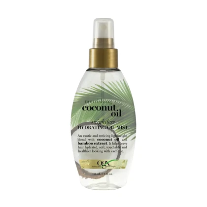 روغن مو تغذیه‌کننده و درخشان‌کننده او جی ایکس, Coconut Oil Weightless مناسب برای همه موها حجم 118 میلی‌لیتر