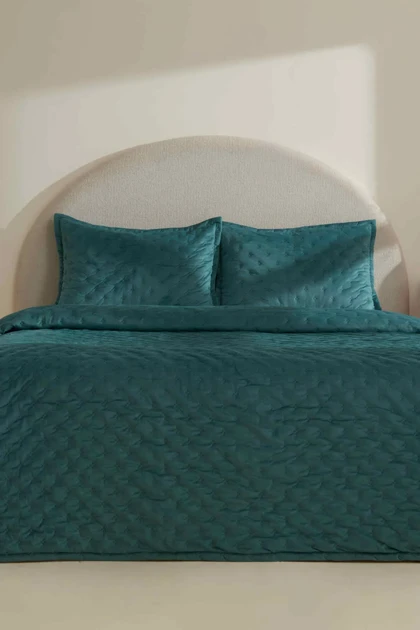 روتختی دو نفره Karaca Home مدل Granel مخمل - آبی نفتی
