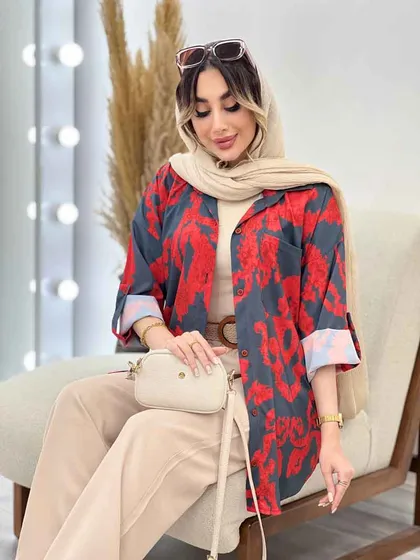 شومیز طرح دار تک جیب صنم