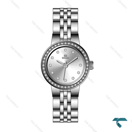 ساعت زنانه انزو EC-606AEL دورنگین تمام سیلور Enzo-8065-L