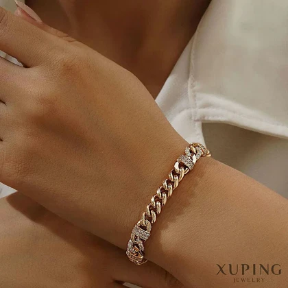 دستبند کارتیر ظریف نگین‌دار ژوپینگ با روکش طلای درخشان Xuping
