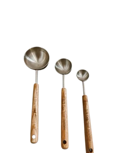 پیمانه استیل سیلور دسته چوب در 3سایز