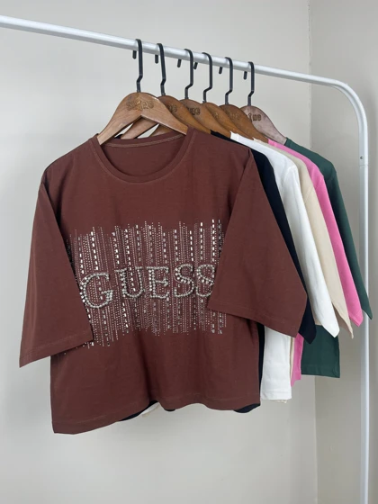 کراپ باکسی GUESS نگین‌دار