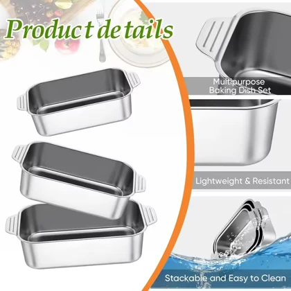 تابه سرو دسته دار استیل مستطیل سیلور