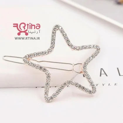 گیره فلزی مو نگین‌دار مدل star