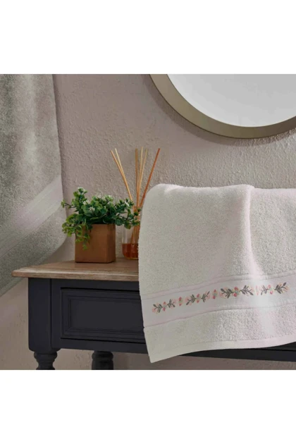 حوله حمام Taç مدل Blossom Pure Cotton پنبه - شیری