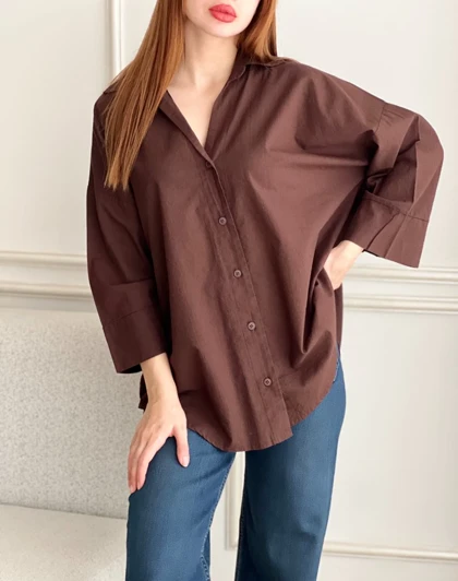 شومیز لینن پشت پیله نیکا کد SH-3075