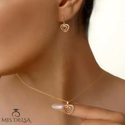 نیم ست نگین‌دار طرح قلب ysx