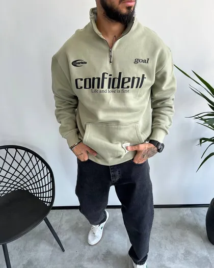 دورس نیم زیپ داخل کرک CONFIDENT رنگ پسته ای