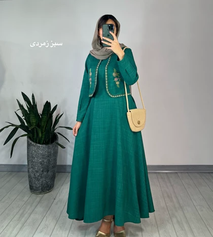 ست سارافون بلند به همراه کت گلدوزی