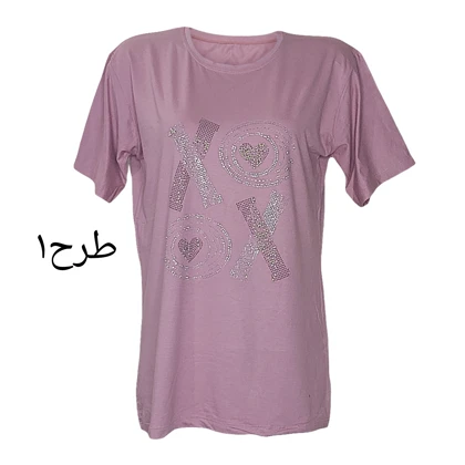 تیشرت زنانه نگین‌دار ویسکوز قواره دار