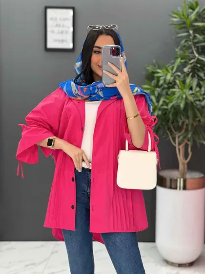 مانتو لینن جلو پیله آستین گت