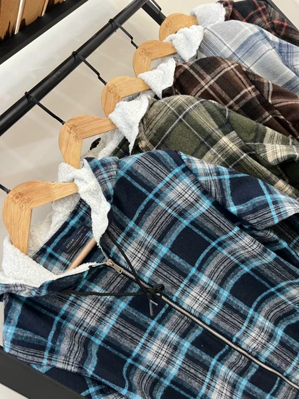 سویشرت چهارخونه کلاهدار 6109