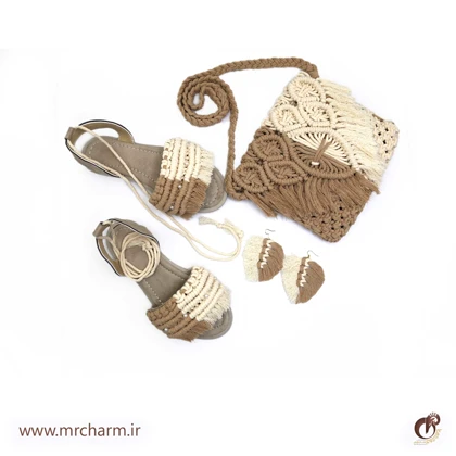 ست صندل و کیف دست بافت زنانه mrc2416-03