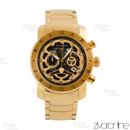 ساعت بولگاری مردانه سه موتوره طلایی صفحه مشکی 103886