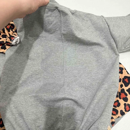 بلوز شلوار دخترانه طوسی طرح پلنگی تنیجری