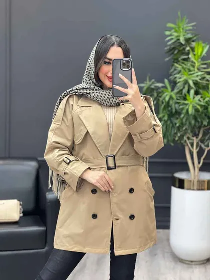 بارانی شش دکمه ژیله گرد کوتاه