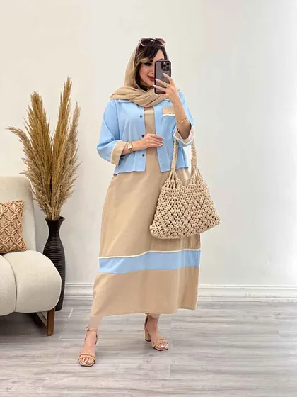 ست کت و پیراهن تک جیب ریش دار