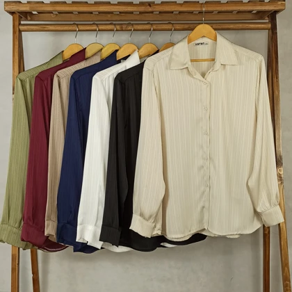شومیز ساتن ریلی جلو دکمه(SN-4-11-6044)