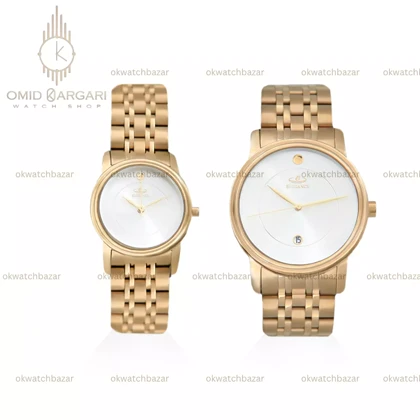 ساعت مچی الگانس بند طلایی صفحه سفید Elegance