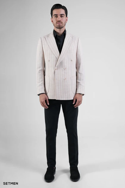 کت مردانه نیم آستر شش دکمه دیپلمات