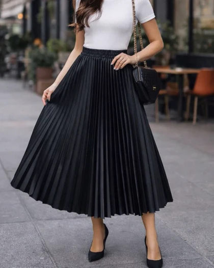 دامن ساتن پلیسه 7422