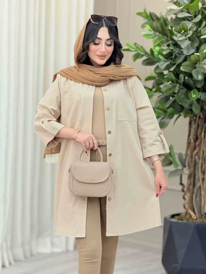 مانتو بغل سه دکمه جیب دوبل
