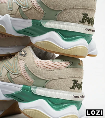 کفش کتانی بزرگ پا طوسی سبز گلبهی NEW BALANCE 9060